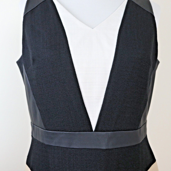 Ann Taylor Size Petite 10 Colorblock A Line Dress Tan Black White - Picture 9 of 11